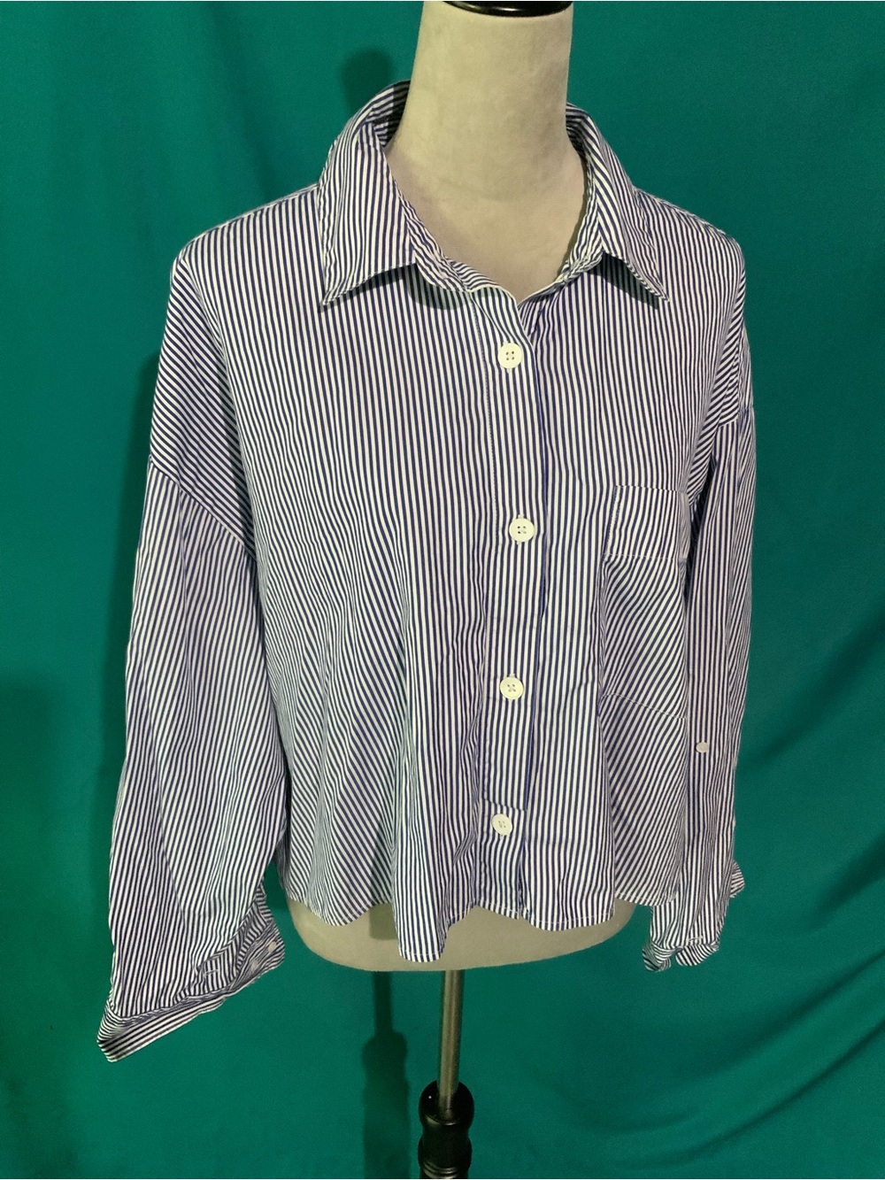 Madewell Casual and Cozy Blue & White Striped Button-Up Shirt, 100% Cotton